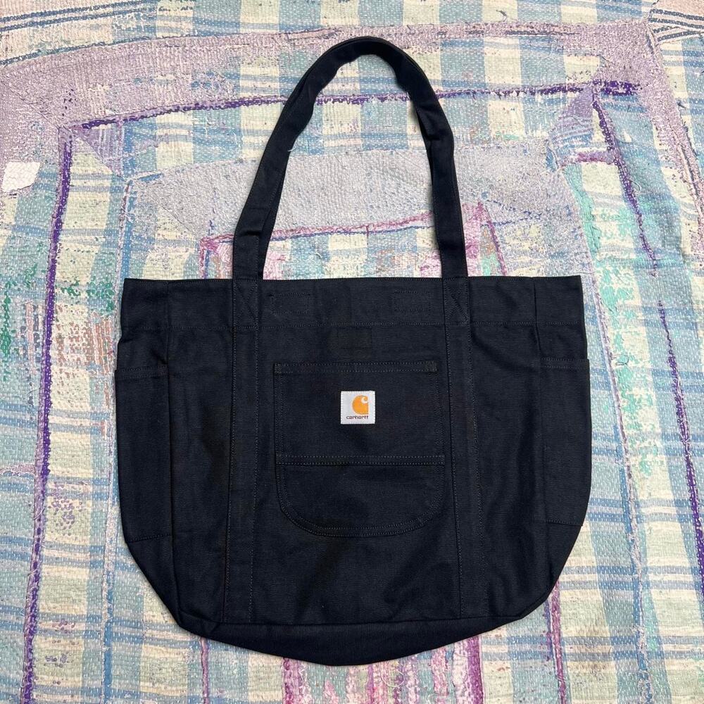 Black upcycled carhartt tote bag